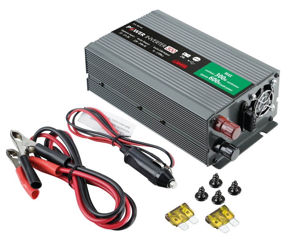 Měnič napětí 24V - 230V, 300W s USB